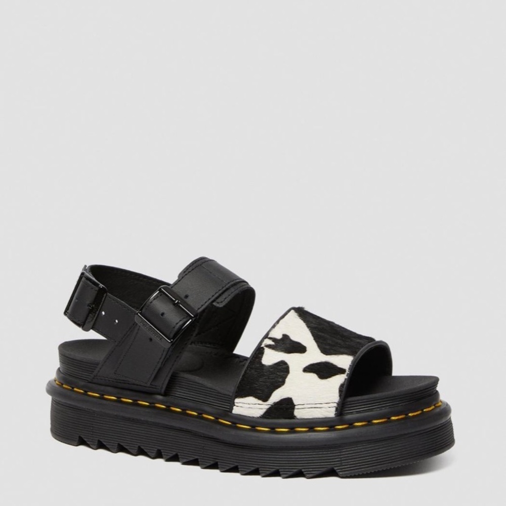 DOC MARTENS VOSS ANIMAL PRINT LEATHER STRAP SANDALS